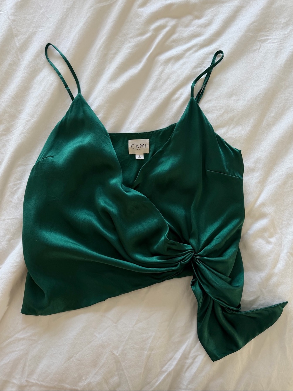 Cami NYC 100% Silk Forrest Green Tank Size Small
